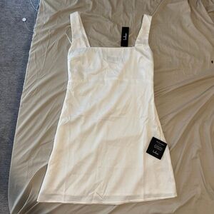 NWT Lulus white Satin Square Neck Mini Dress